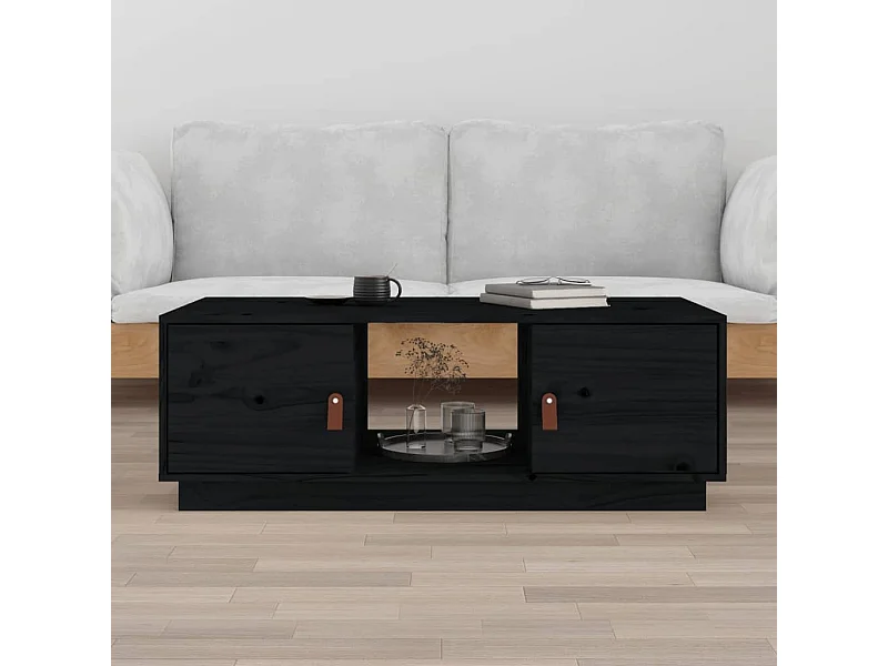 Mesa de centro 100x50x35 cm madeira de pinho maciça preto PT279322