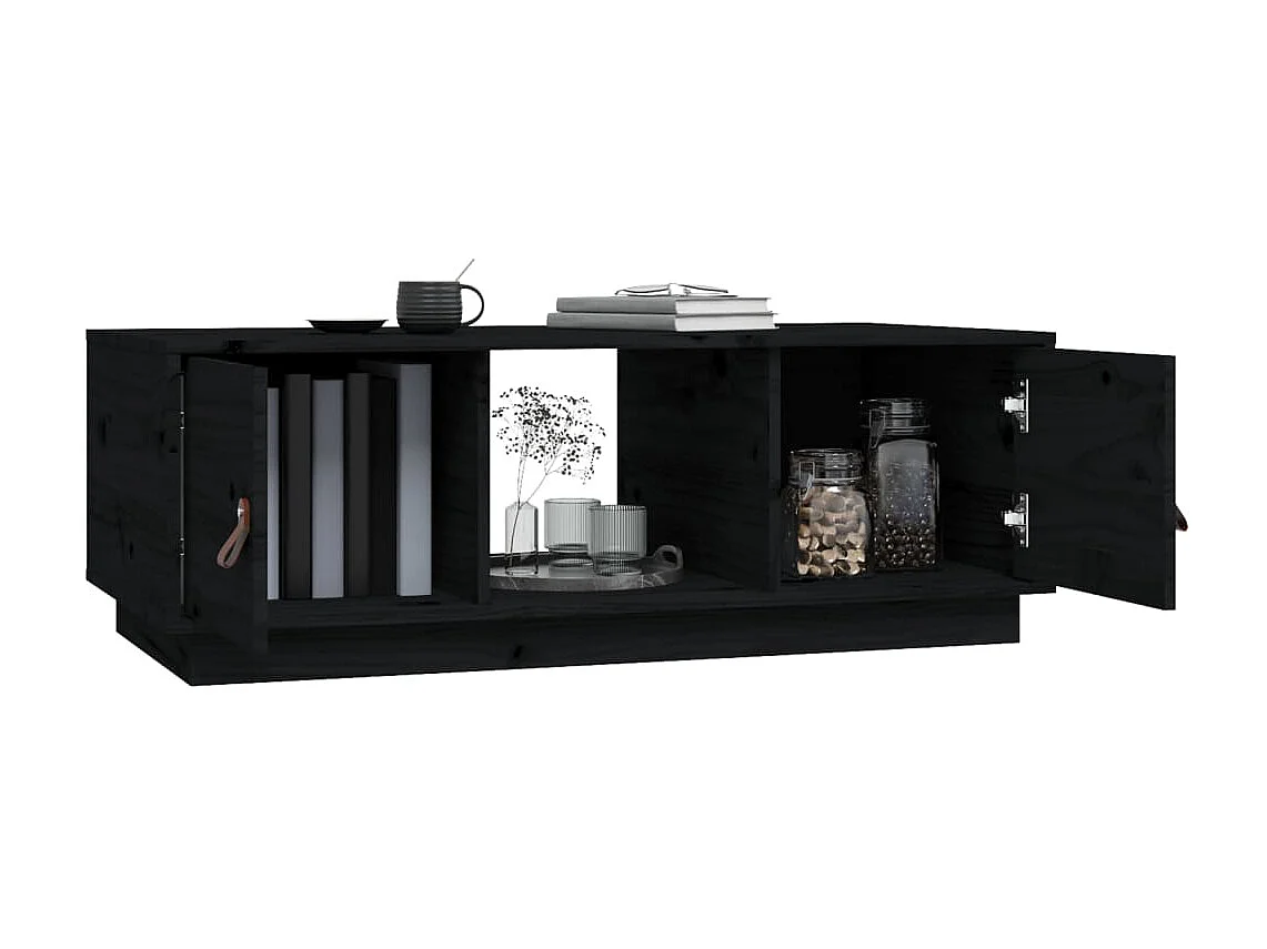 Mesa de centro 100x50x35 cm madeira de pinho maciça preto PT279322