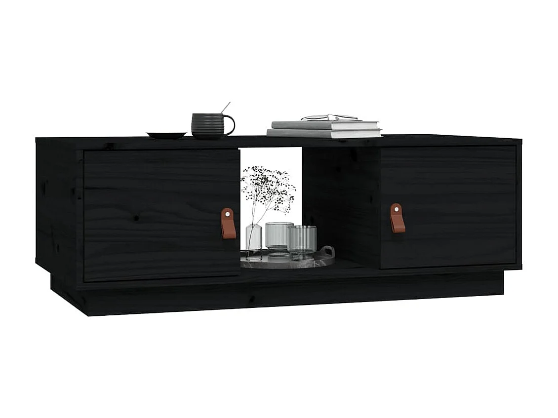 Table basse Noir 100x50x35 cm Bois massif de pin OFR16452 BonneVie Meuble