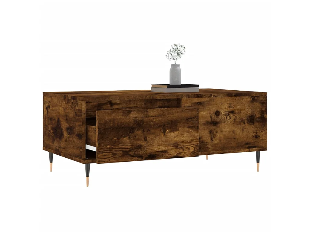 Table basse Chêne fumé 90x50x36,5 cm Bois d'ingénierie OFR32595 BonneVie Meuble