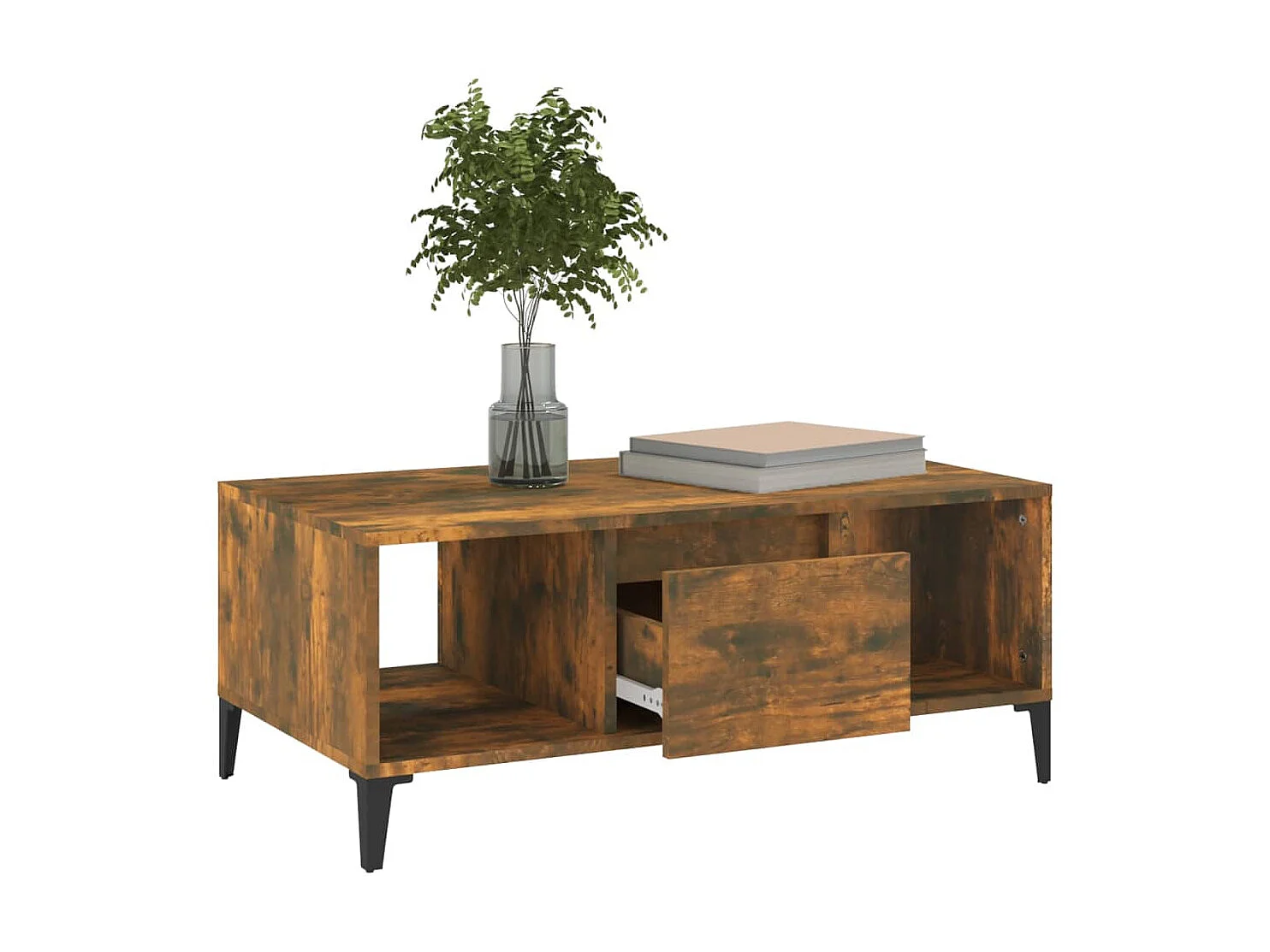 Table basse Chêne fumé 90x50x36,5 cm Bois d'ingénierie OFR33574 BonneVie Meuble