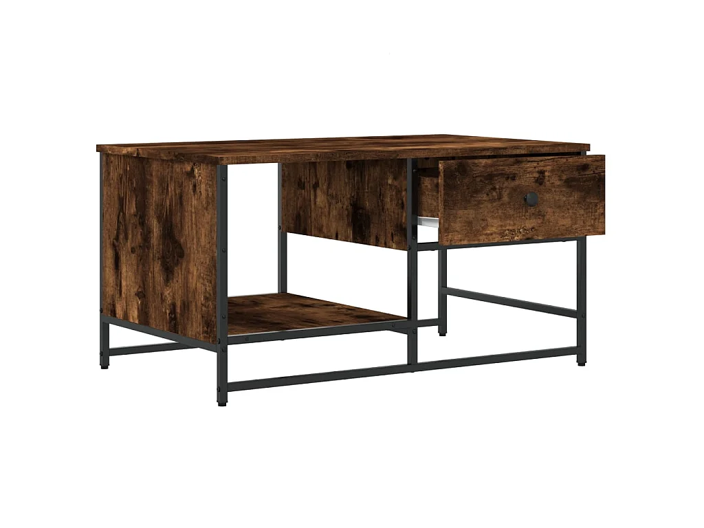 Table basse chêne fumé 85,5x51x45 cm bois d'ingénierie OFR20555 BonneVie Meuble