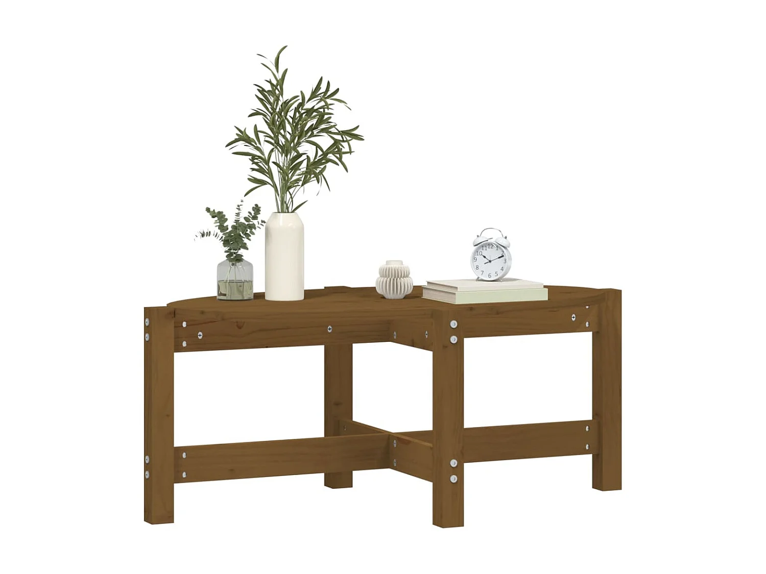 Table basse Marron miel 87x48x35 cm Bois massif de pin OFR71985 BonneVie Meuble