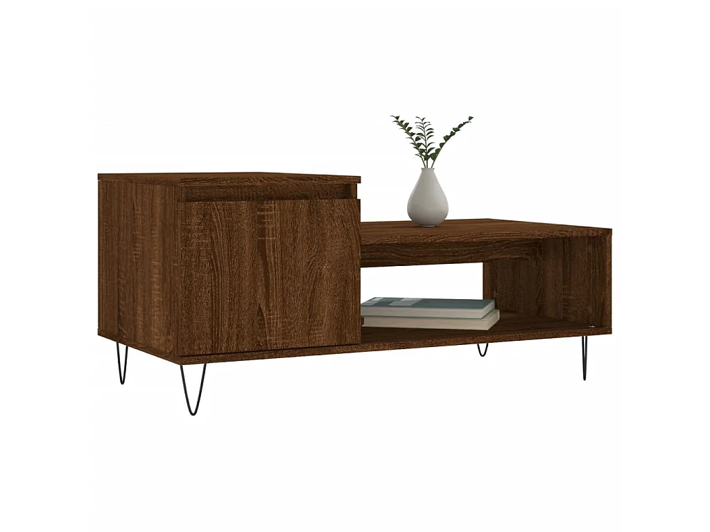 Table basse Chêne marron 100x50x45 cm Bois d'ingénierie OFR12611 BonneVie Meuble