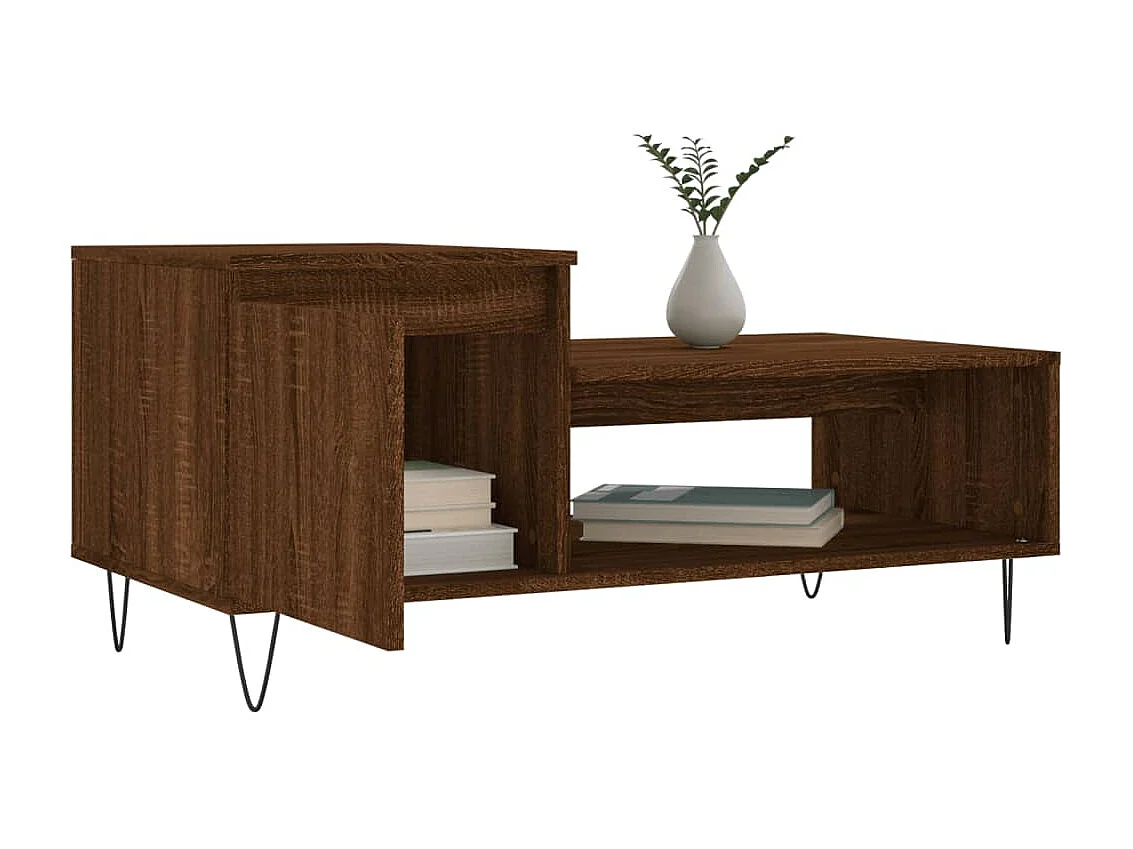 Table basse Chêne marron 100x50x45 cm Bois d'ingénierie OFR12611 BonneVie Meuble