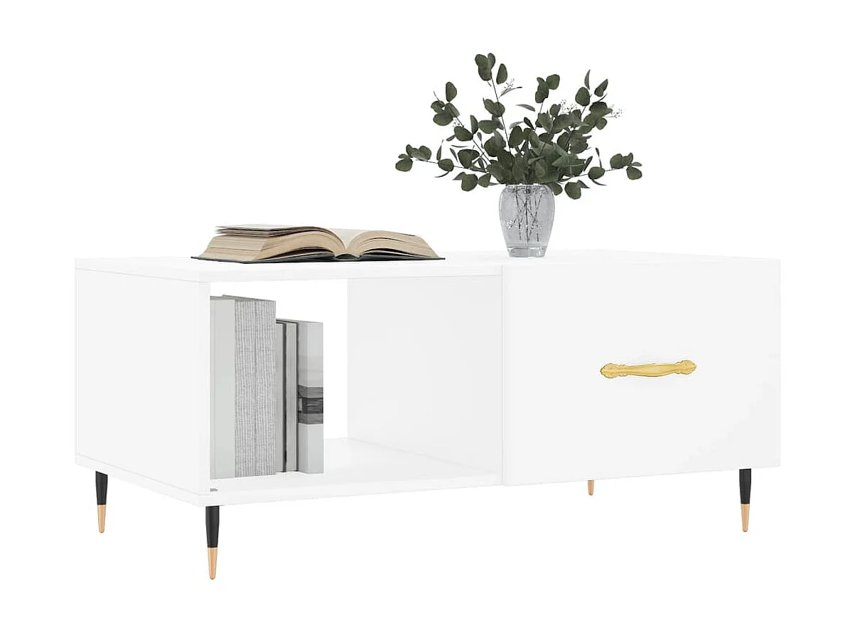 Table basse blanc 90x50x40 cm bois d'ingénierie OFR77670 BonneVie Meuble