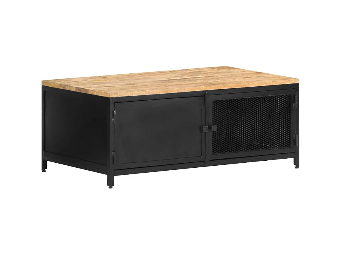Table basse 90x50x37 cm Bois massif de manguier brut OFR94970 BonneVie Meuble
