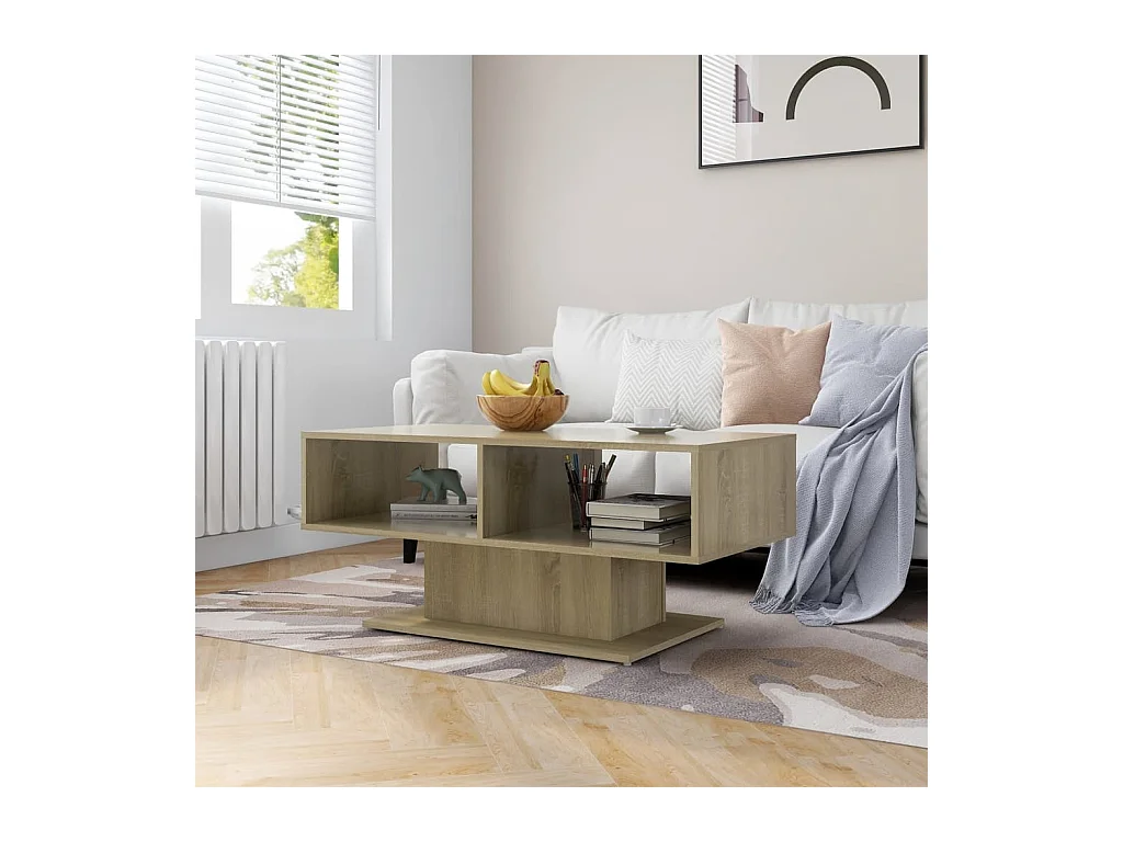 Table basse Chêne sonoma 103,5x50x44,5 cm Aggloméré OFR53751 BonneVie Meuble