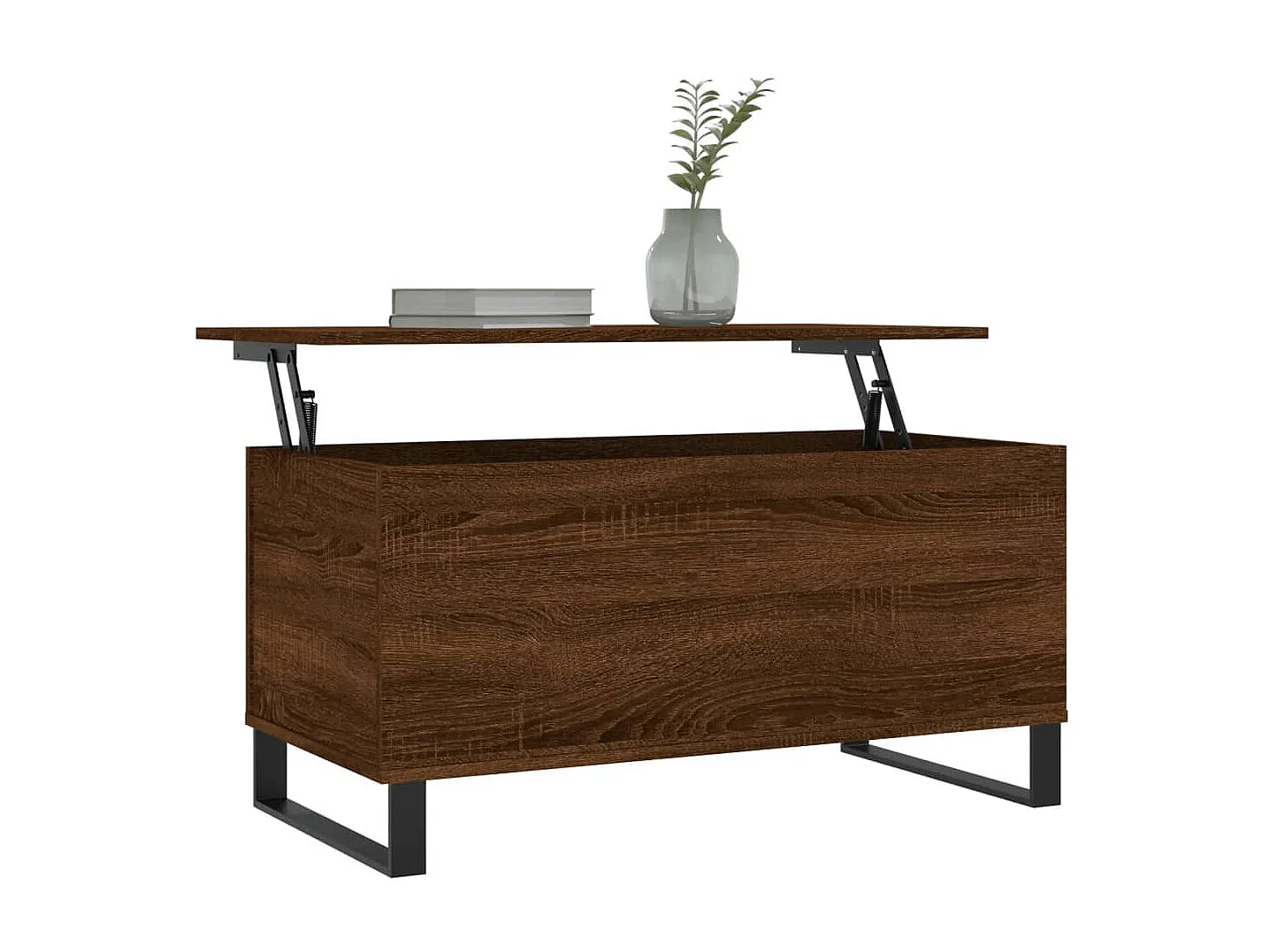 Table basse relevable Chêne marron 90x44,5x45 cm Bois d'ingénierie OFR67009 BonneVie Meuble