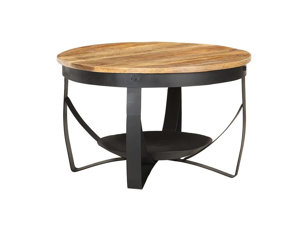Table basse de salon, Table Café, Table d'appoint pour chambre Ø68x43 cm Bois de manguier brut QSE12555 BonneVie Meuble