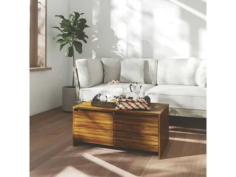 Table basse Chêne marron 90x50x41,5 cm Aggloméré OFR94828 BonneVie Meuble