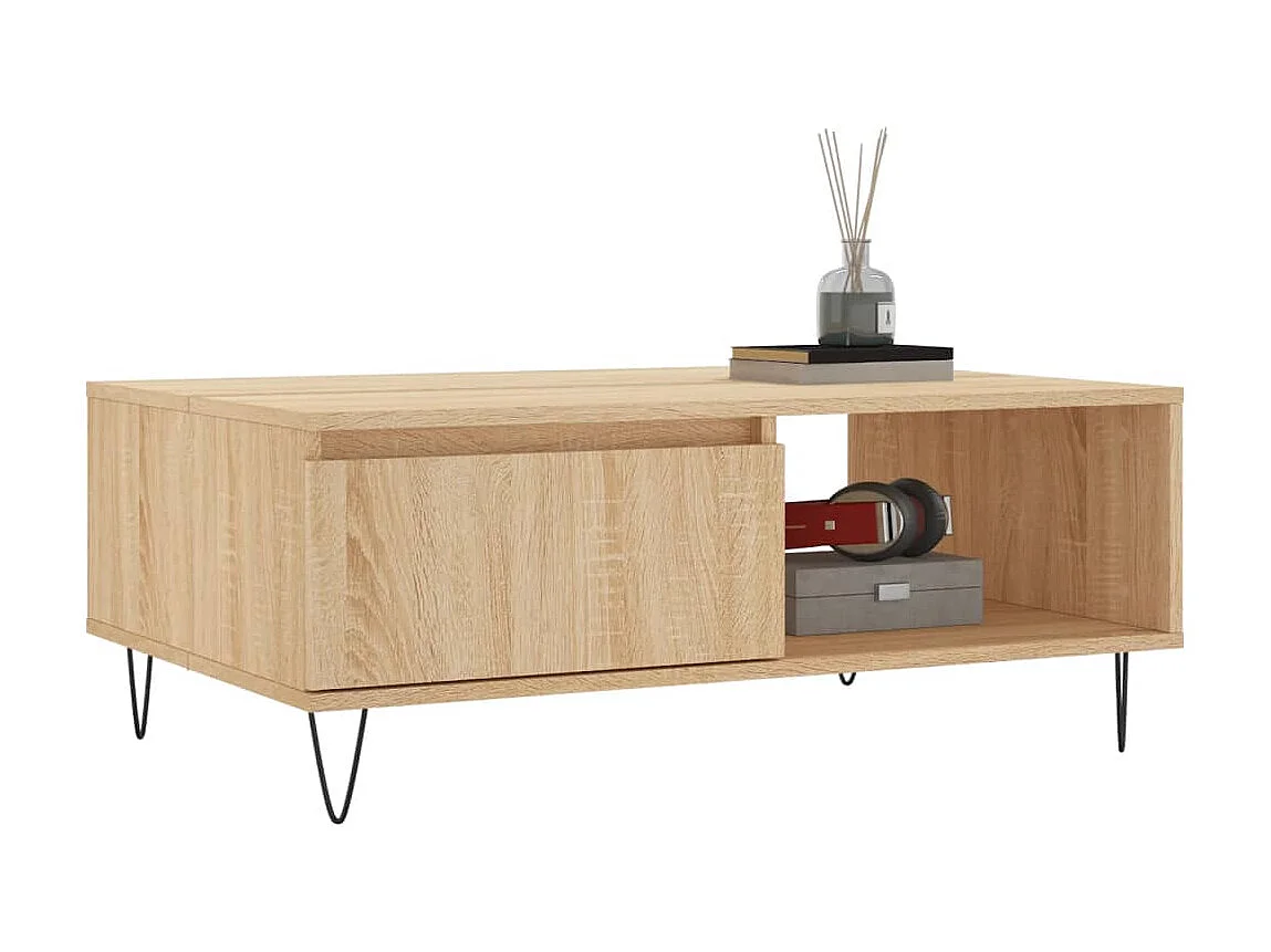Table basse chêne sonoma 90x60x35 cm bois d'ingénierie OFR60909 BonneVie Meuble