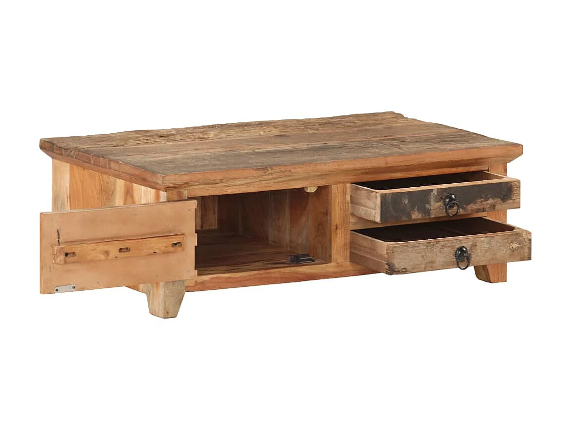 Table basse 90x50x31 cm Bois de récupération massif OFR62070 BonneVie Meuble