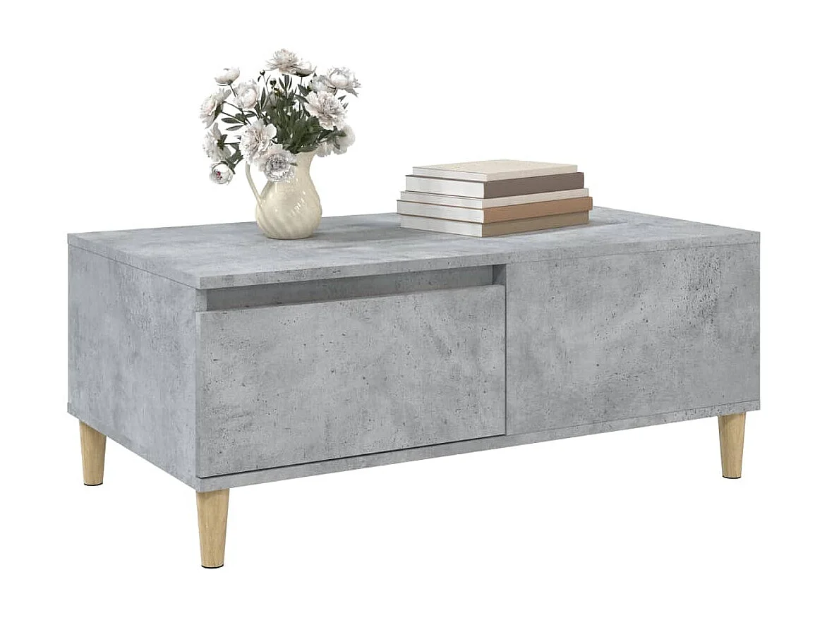 Mesa de centro madera contrachapada gris hormigón 90x50x36,5 cm ES73479