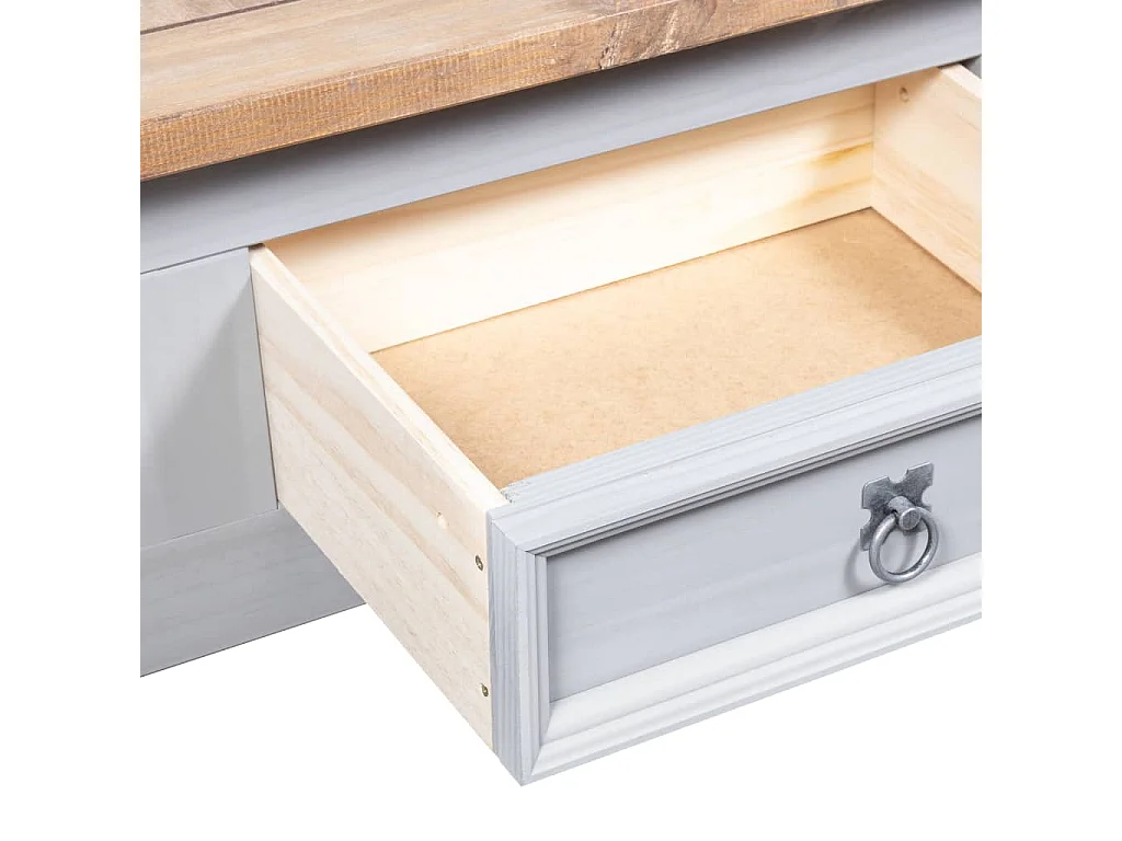 Table basse Pin mexicain Gamme Corona Gris 100x55x45 cm OFR88627 BonneVie Meuble