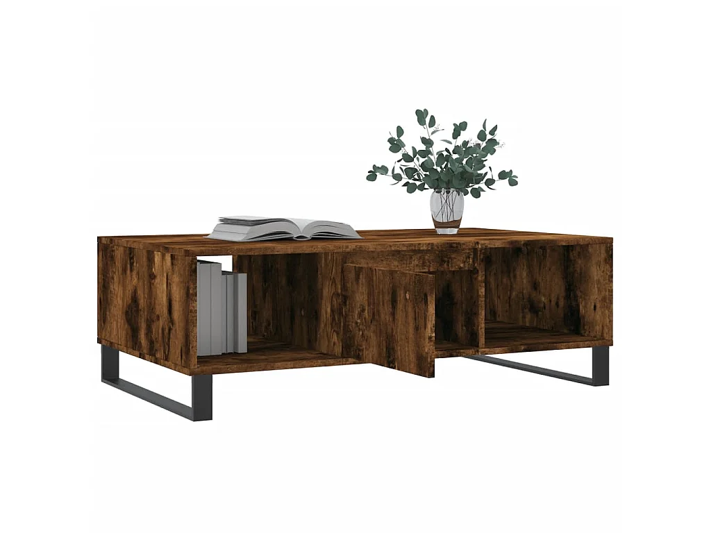 Table basse chêne fumé 104x60x35 cm bois d'ingénierie OFR66873 BonneVie Meuble