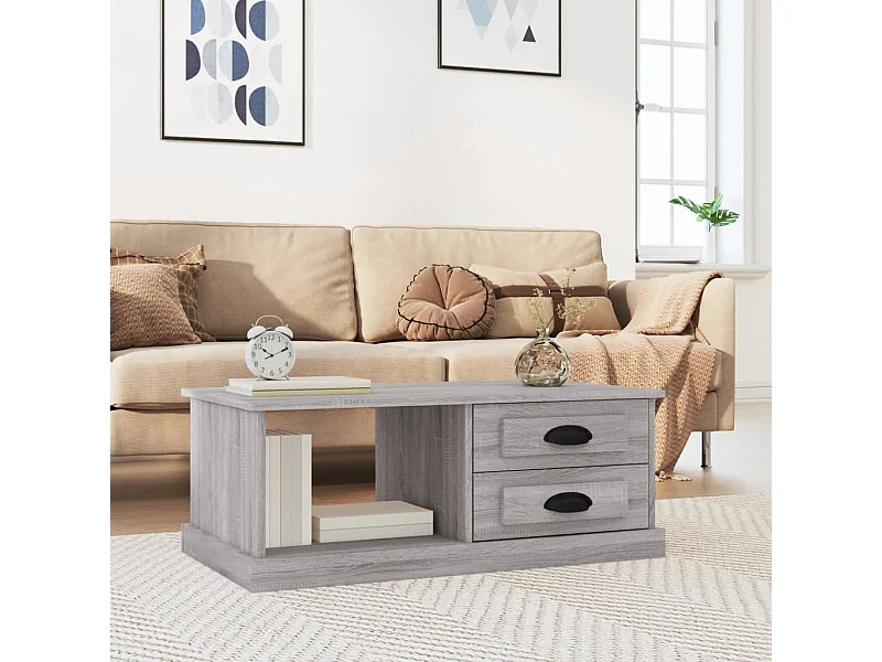 Table basse Sonoma gris 90x50x35 cm Bois d'ingénierie OFR23173 BonneVie Meuble