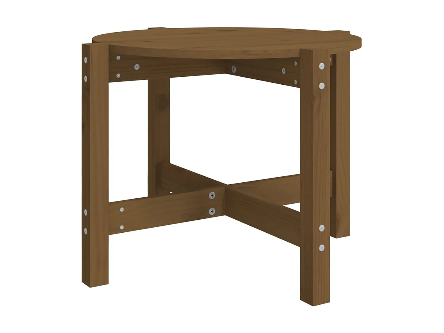 Table basse Marron miel Ø 62,5x45 cm Bois massif de pin OFR99244 BonneVie Meuble