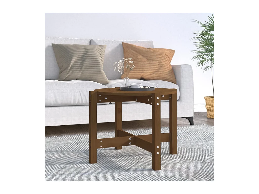 Mesa de centro de madera maciza de pino marrón miel 62,5x45 cm ES49379