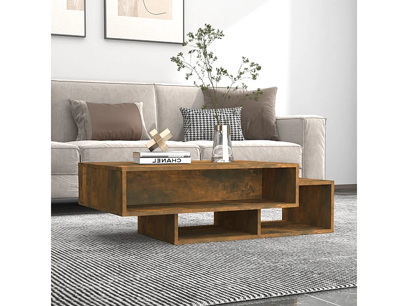 Table basse Chêne fumé 105x55x32 cm Bois d'ingénierie OFR98098 BonneVie Meuble