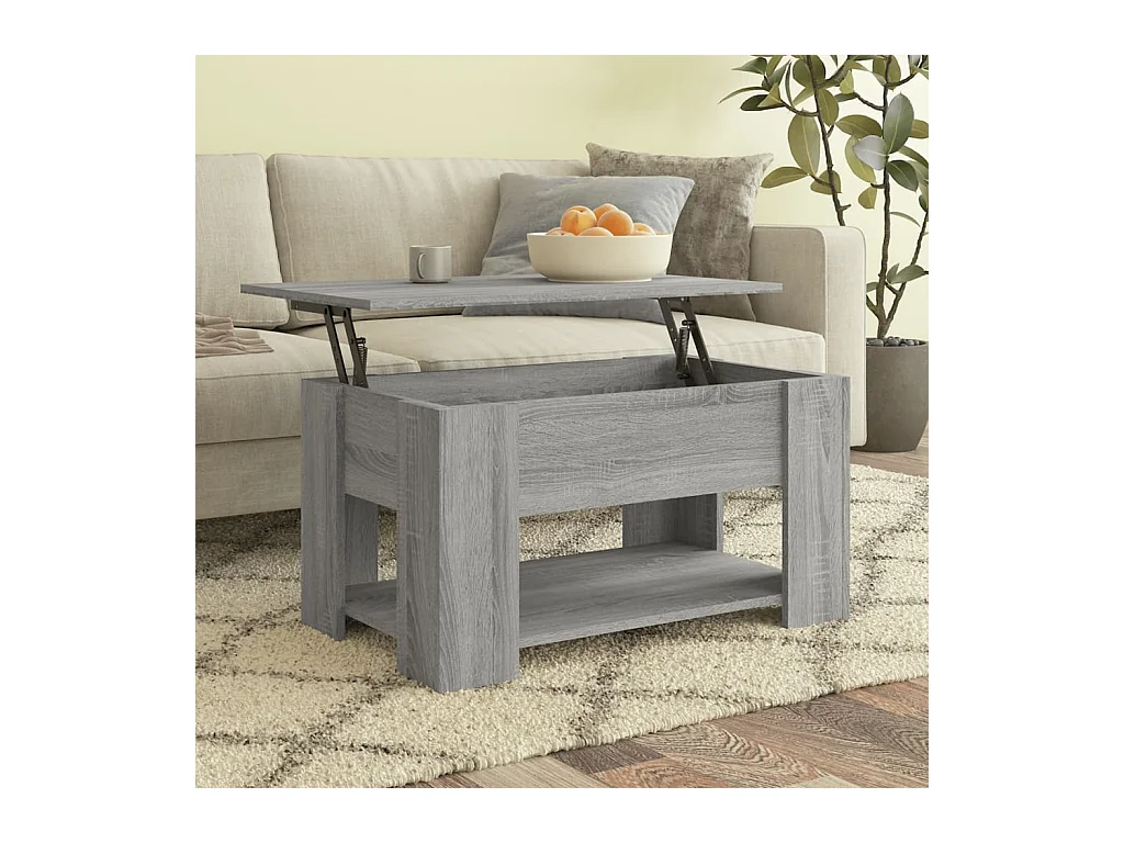Table basse relevable Sonoma gris 79x49x41 cm Bois d'ingénierie OFR40004 BonneVie Meuble