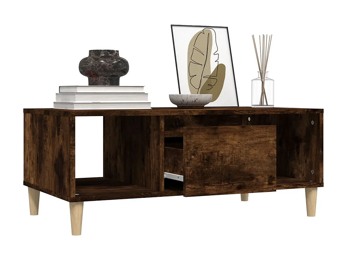 Table basse Chêne fumé 90x50x36,5 cm Bois d'ingénierie OFR30010 BonneVie Meuble