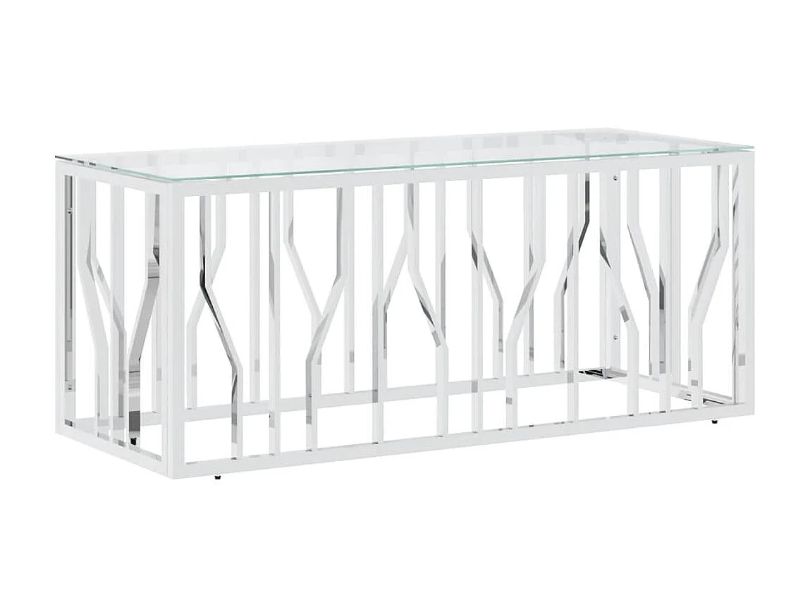 Table basse 110x45x45 cm acier inoxydable et verre OFR35755 BonneVie Meuble