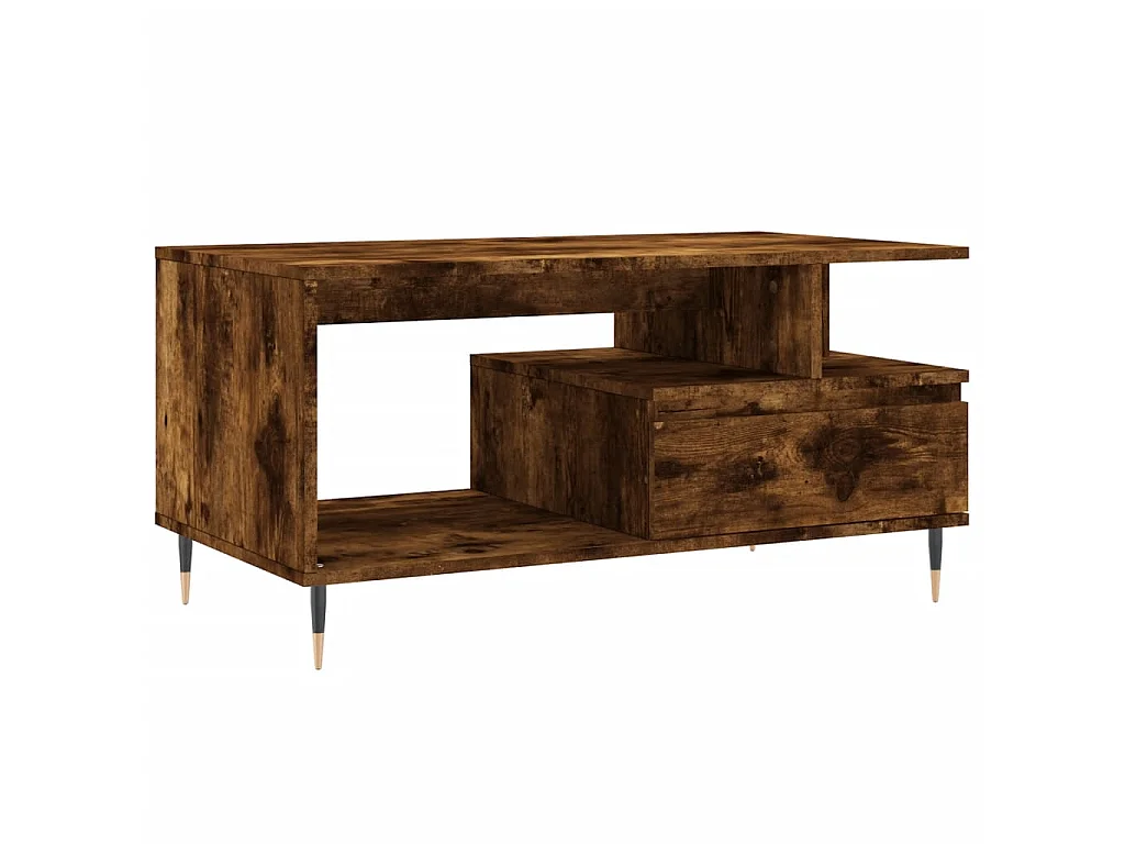 Table basse Chêne fumé 90x49x45 cm Bois d'ingénierie OFR54824 BonneVie Meuble