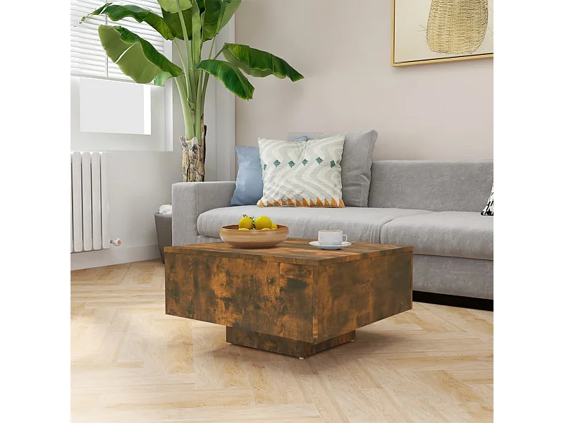 Mesa de centro contrachapado roble ahumado 60x60x31,5 cm ES68245