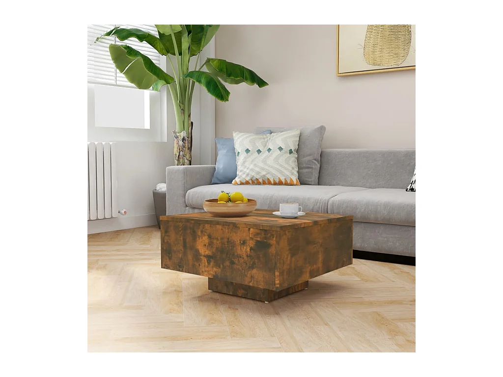 Salontafel 60x60x31,5 cm bewerkt hout gerookt eikenkleurig NL16153
