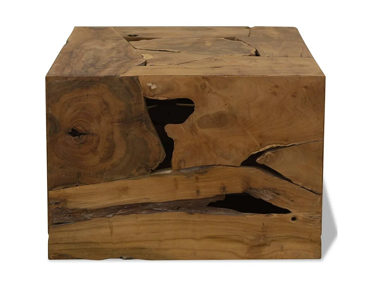 Table basse 50 x 50 x 35 cm Teck véritable Marron OFR20225 BonneVie Meuble