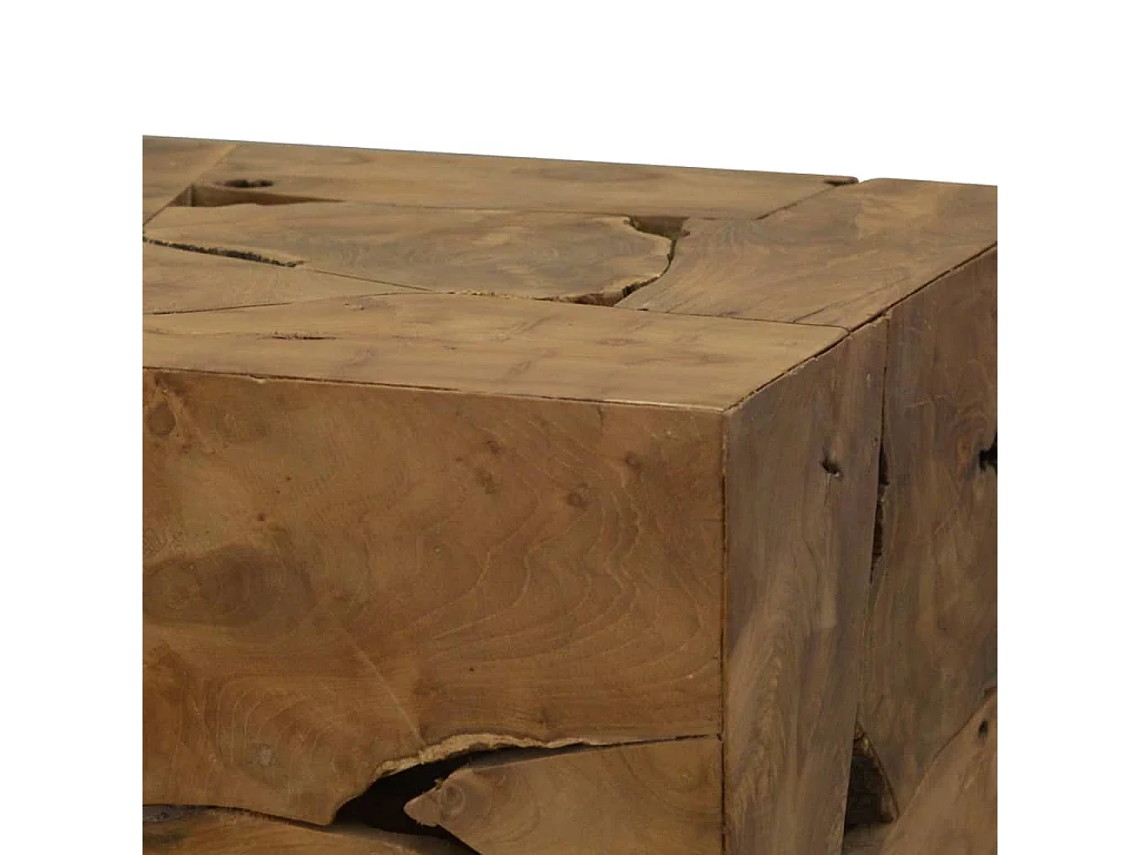 Table basse 50 x 50 x 35 cm Teck véritable Marron OFR20225 BonneVie Meuble