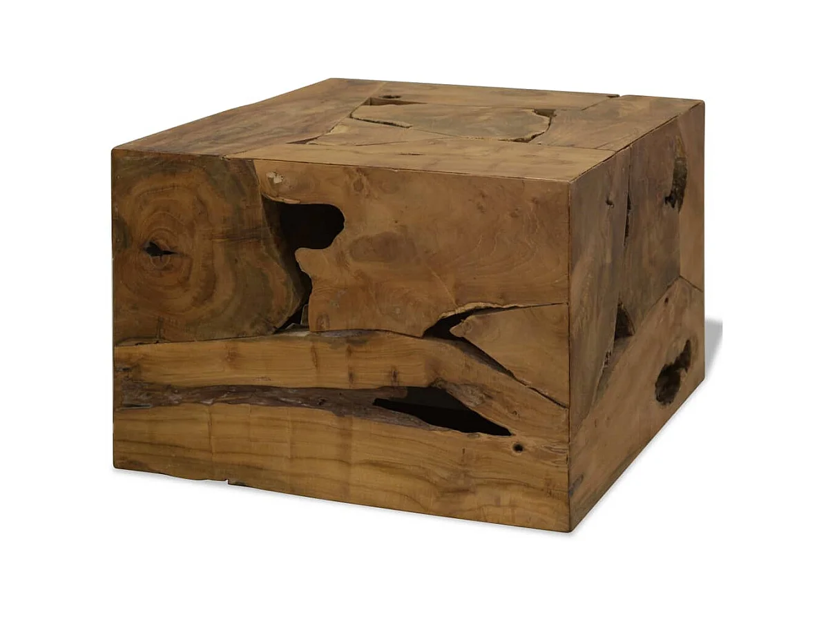 Table basse 50 x 50 x 35 cm Teck véritable Marron OFR20225 BonneVie Meuble