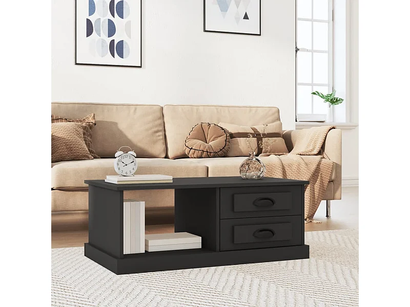 Mesa de centro madera contrachapada negro 90x50x35 cm ES43520