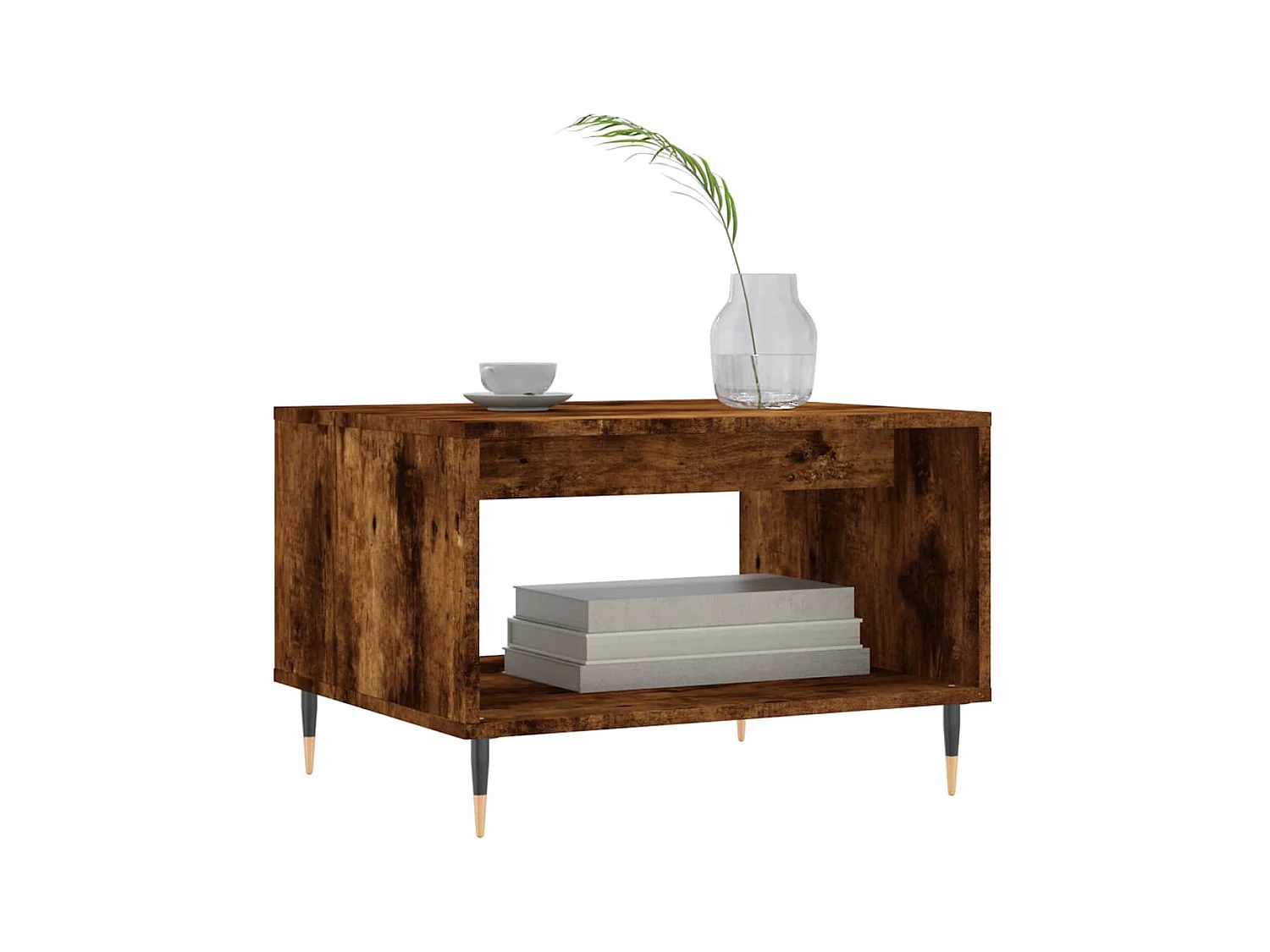 Table basse chêne fumé 60x50x40 cm bois d'ingénierie OFR89489 BonneVie Meuble