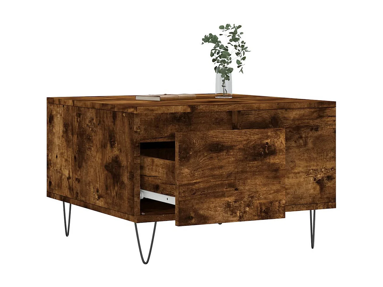 Table basse chêne fumé 55x55x36,5 cm bois d'ingénierie OFR77593 BonneVie Meuble