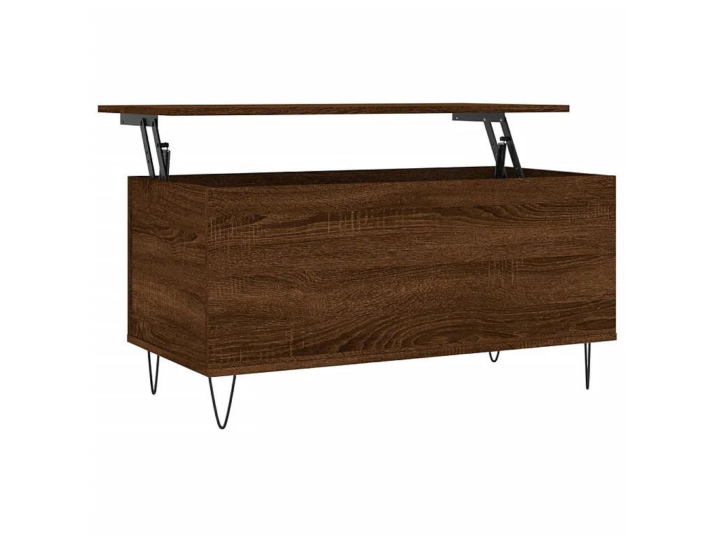 Table basse relevable Chêne marron 90x44,5x45 cm Bois d'ingénierie OFR35427 BonneVie Meuble