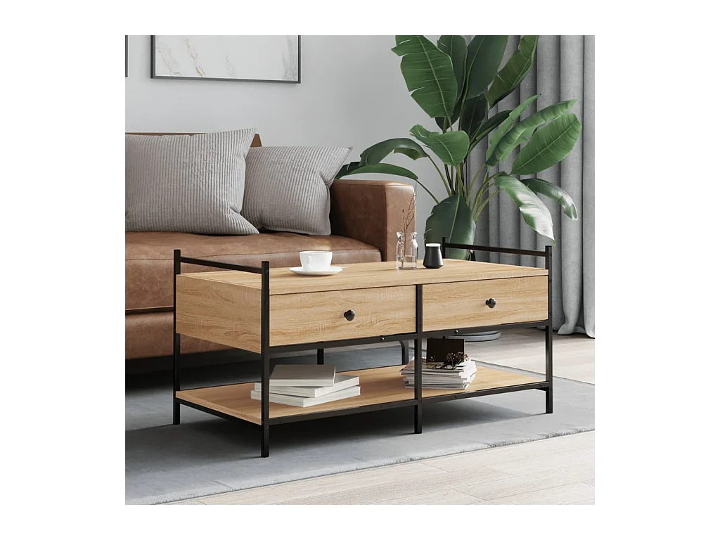 Table basse chêne sonoma 99x50x50 cm bois d'ingénierie OFR74735 BonneVie Meuble