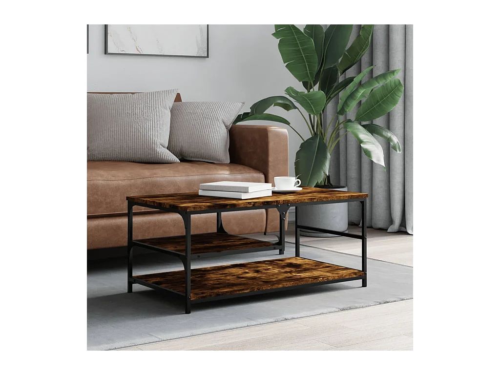Table basse chêne fumé 90x49x40 cm bois d'ingénierie OFR23993 BonneVie Meuble