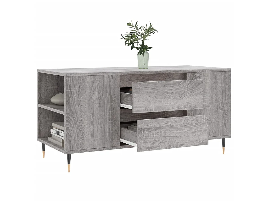 Table basse sonoma gris 102x44,5x50 cm bois d'ingénierie OFR98264 BonneVie Meuble