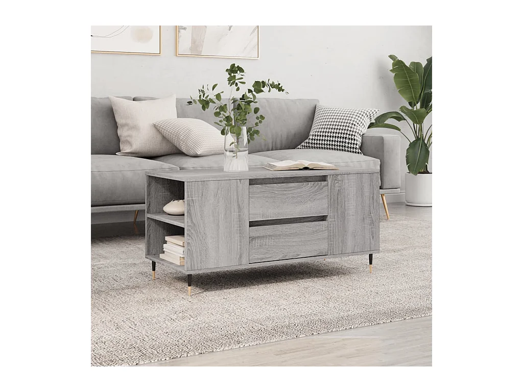Mesa de centro madera de ingeniería gris Sonoma 102x44,5x50 cm ES90983