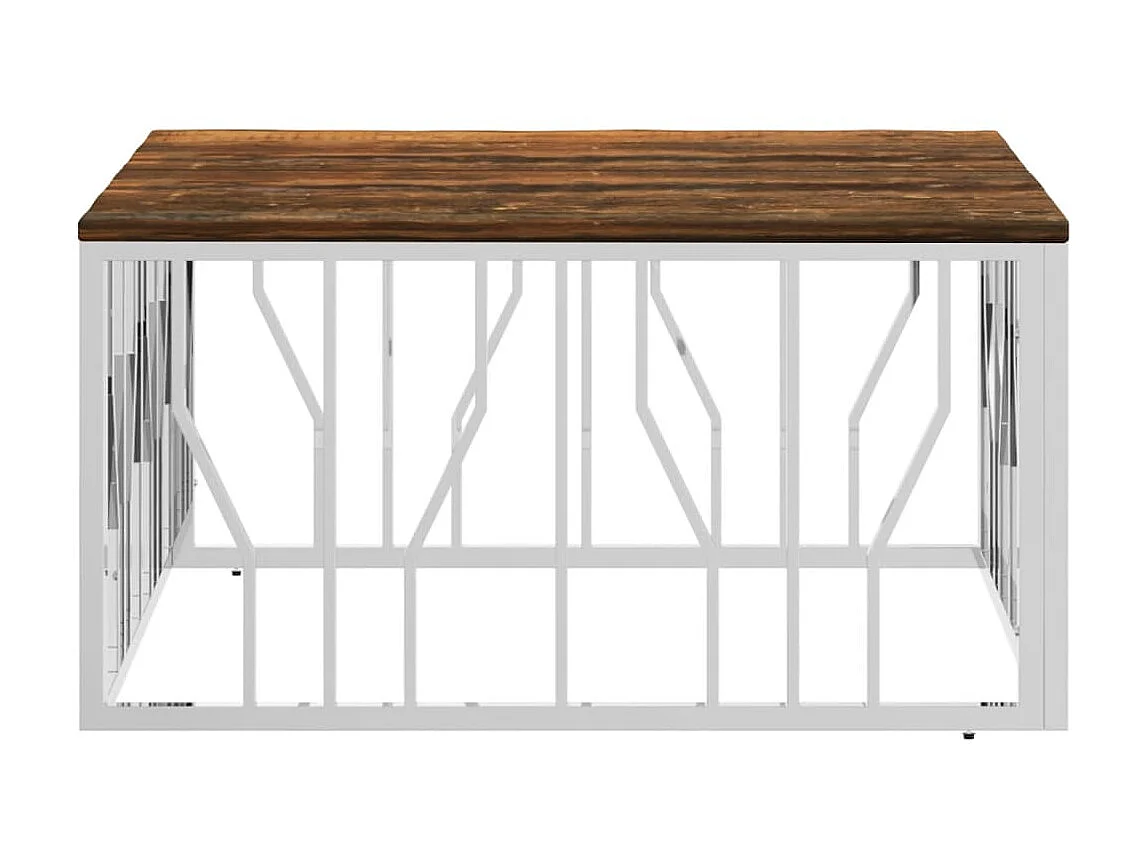 Salontafel roestvrij staal en massief gerecycled hout zilver NL86074