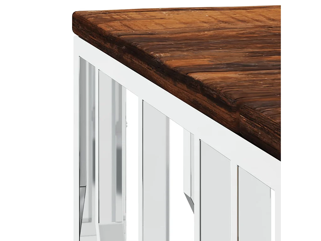 Salontafel roestvrij staal en massief gerecycled hout zilver NL86074