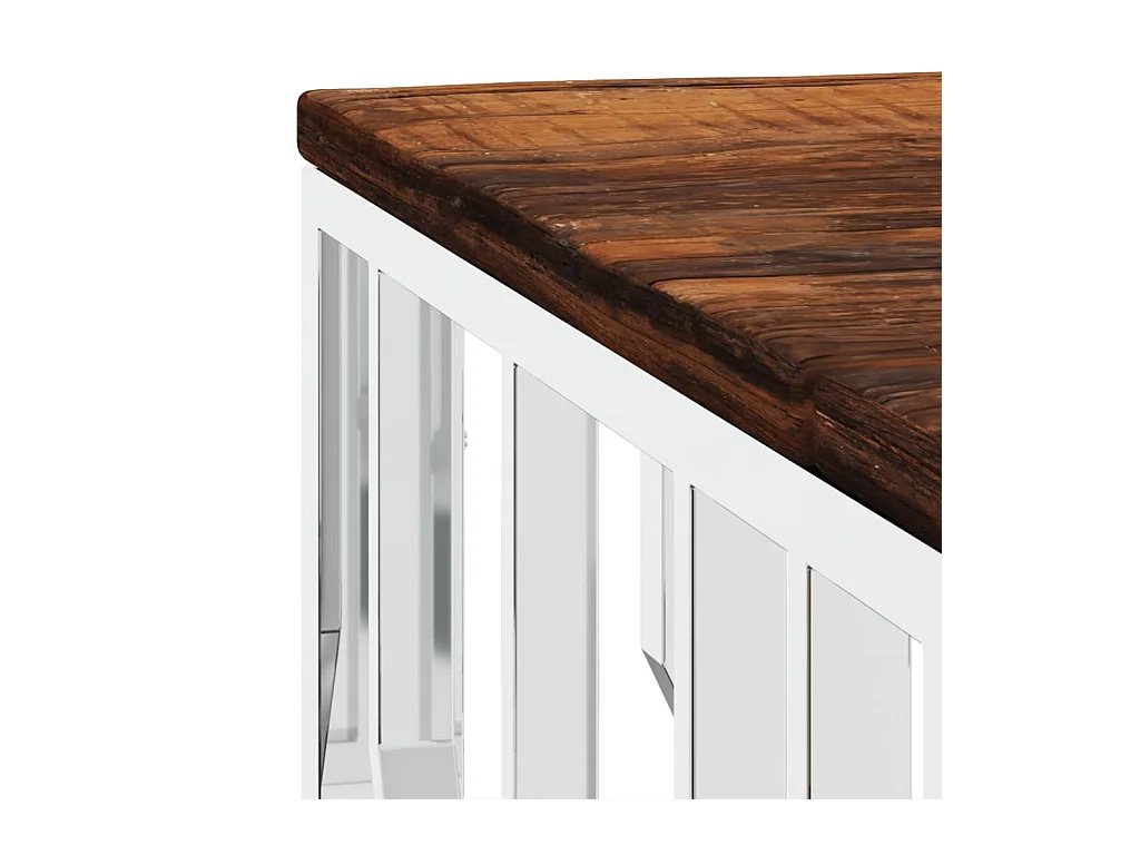 Mesa centro aço inoxidável/madeira recuperada maciça prateado PT639649