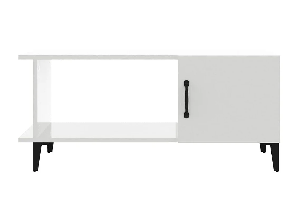 Table basse Blanc brillant 90x50x40 cm Bois d'ingénierie OFR88916 BonneVie Meuble