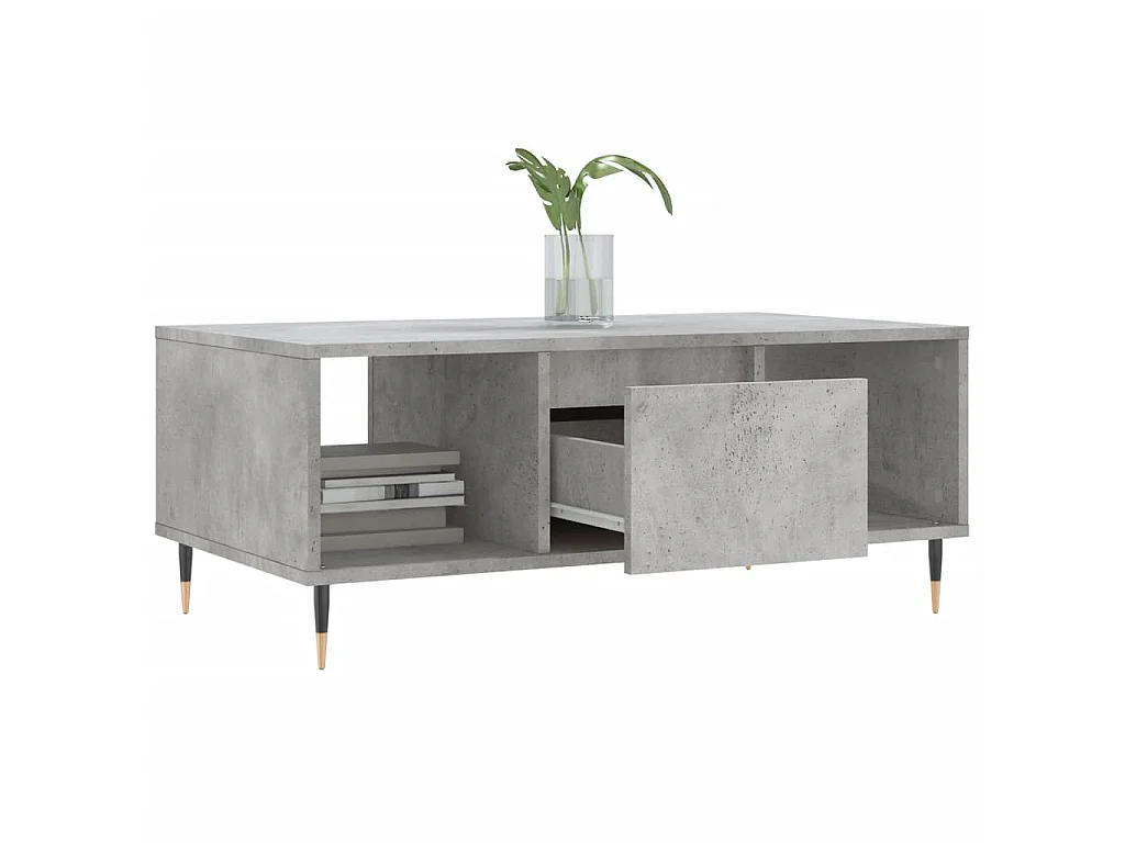 Table basse Gris béton 90x50x36,5 cm Bois d'ingénierie OFR88369 BonneVie Meuble