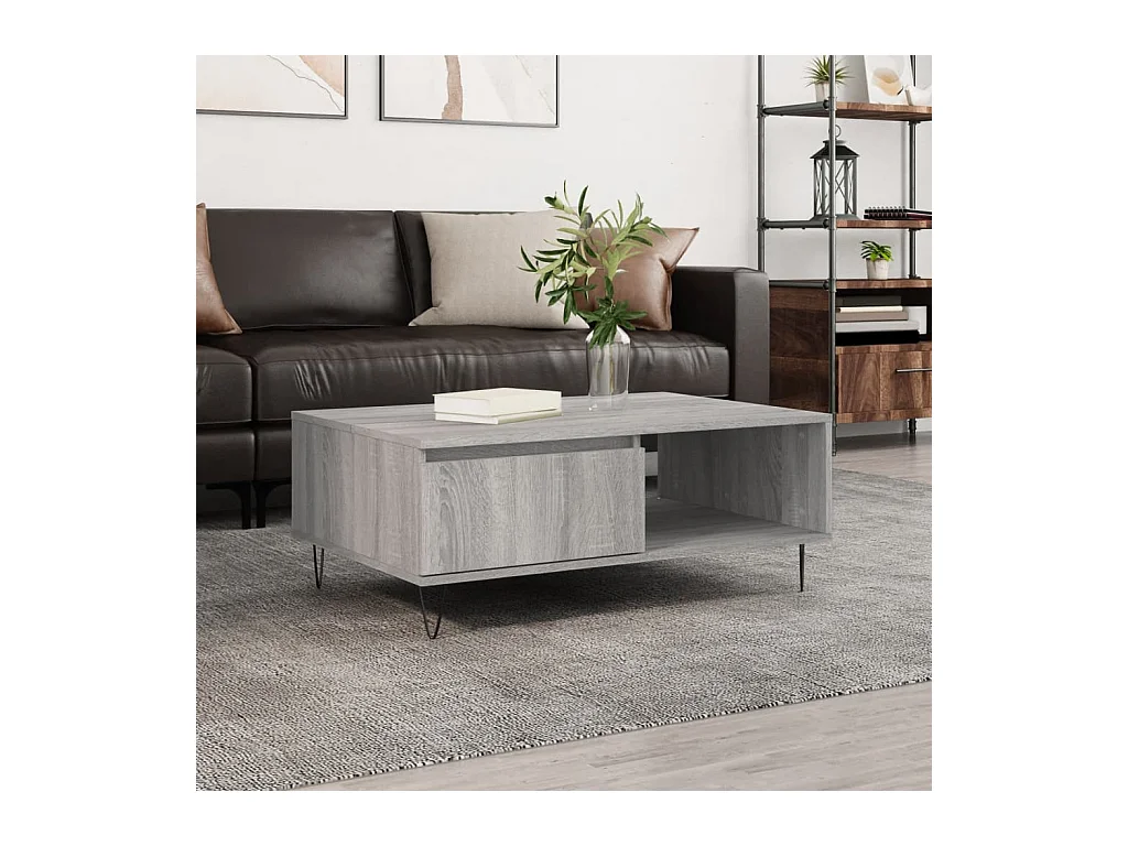 Table basse sonoma gris 90x60x35 cm bois d'ingénierie OFR95140 BonneVie Meuble