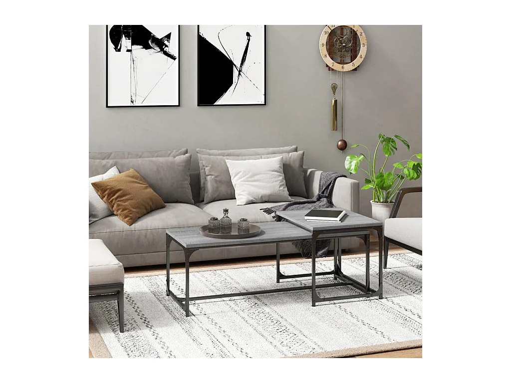 Tables basses 2 pcs Sonoma gris Bois d'ingénierie OFR69001 BonneVie Meuble