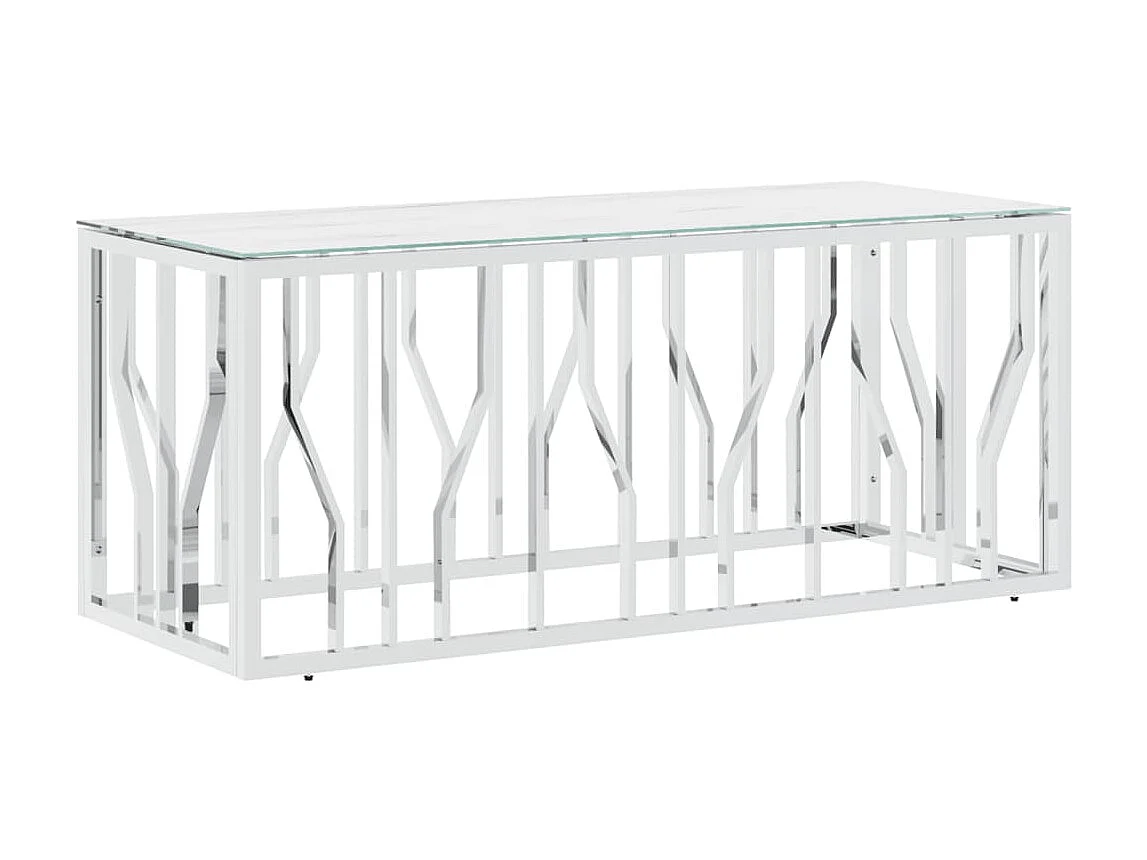 Salontafel 110x45x45 cm roestvrij staal en glas zilverkleurig NL22505