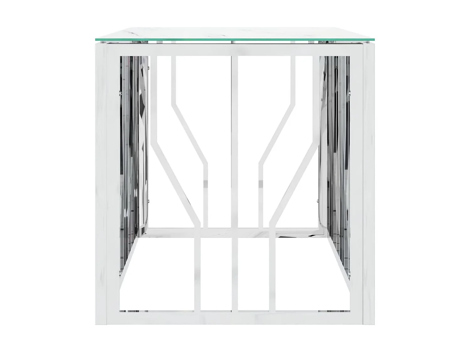 Salontafel 110x45x45 cm roestvrij staal en glas zilverkleurig NL22505